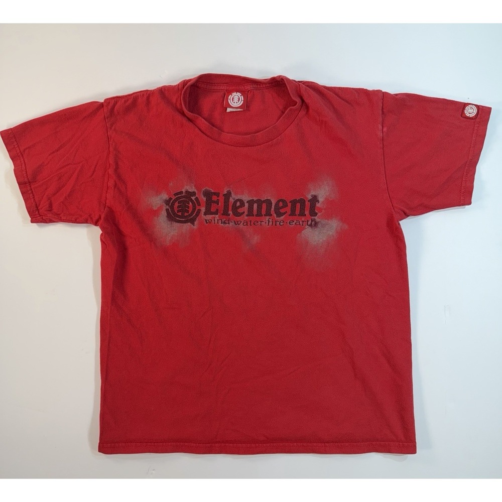 Vtg Element Skate T Shirt Kids L Red Made In USA Logo Graphic Streetwear